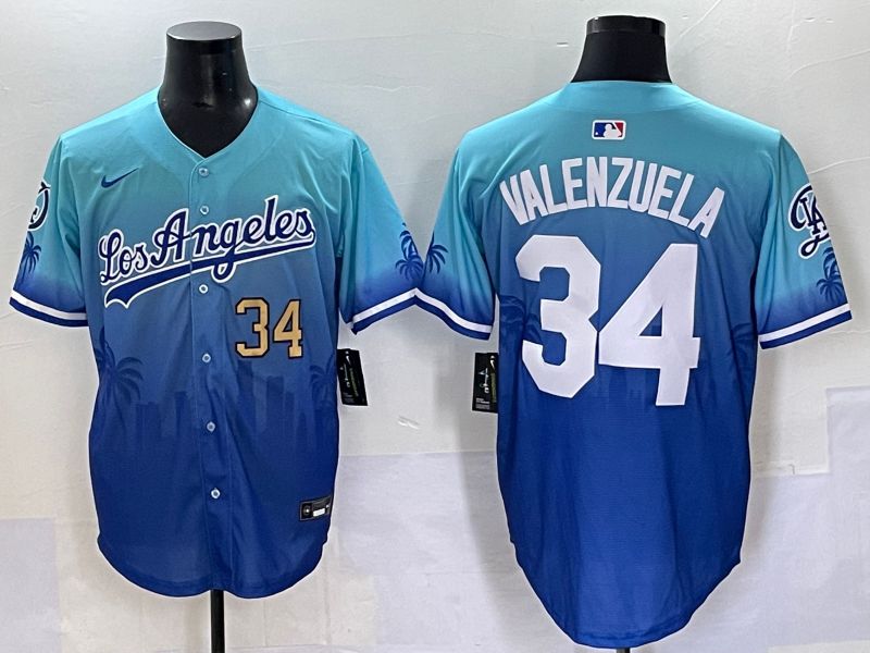 Men 2025 Los Angeles Dodgers #34 Valenzuela Blue Nike MLB Jersey Daoqite style 2->los angeles dodgers->MLB Jersey